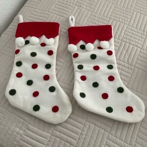 Festive Red and Green Polka Dot Christmas Stockings